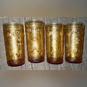 Vintage 1970s Brockway American Concord Amber Glasses
